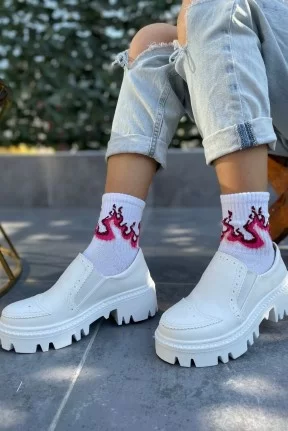 Hote Beyaz Cilt Oxford Ayakkabı Hote Beyaz Cilt Oxford Ayakkabı