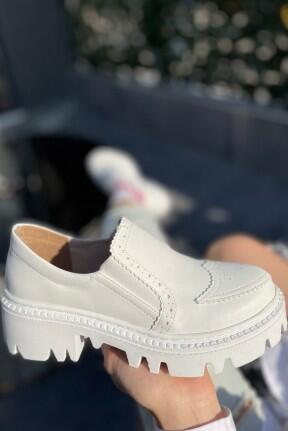Hote Beyaz Cilt Oxford Ayakkabı Hote Beyaz Cilt Oxford Ayakkabı