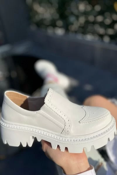 Hote Beyaz Cilt Oxford Ayakkabı Hote Beyaz Cilt Oxford Ayakkabı