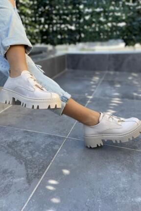 Jenda Bej Rugan Bağcıklı Oxford Ayakkabı Jenda Bej Rugan Bağcıklı Oxford Ayakkabı