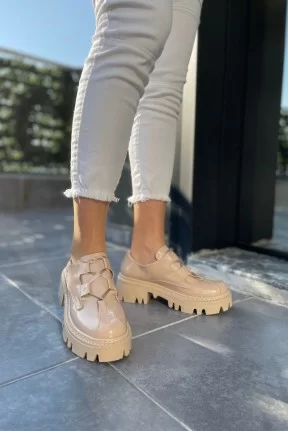 Jenda Nude Rugan Bağcıklı Oxford Ayakkabı Jenda Nude Rugan Bağcıklı Oxford Ayakkabı