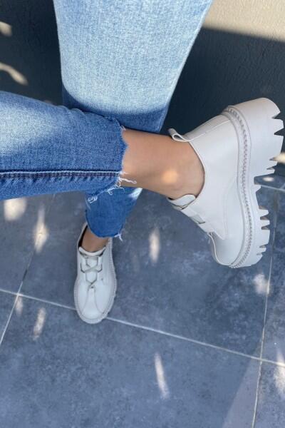 Jenda Bej Cilt Bağcıklı Oxford Ayakkabı Jenda Bej Cilt Bağcıklı Oxford Ayakkabı