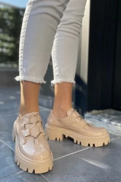 Jenda Nude Rugan Bağcıklı Oxford Ayakkabı Jenda Nude Rugan Bağcıklı Oxford Ayakkabı