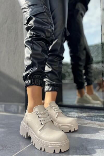 Otya Bej Cilt Bağcıklı Oxford Ayakkabı Otya Bej Cilt Bağcıklı Oxford Ayakkabı