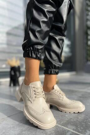 Soer Bej Cilt Bağcıklı Oxford Ayakkabı Soer Bej Cilt Bağcıklı Oxford Ayakkabı