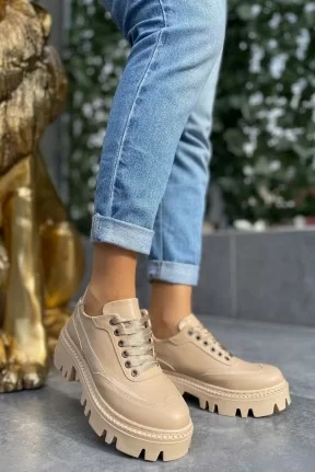 Boos Nude Cilt Bağcıklı Oxford Ayakkabı Boos Nude Cilt Bağcıklı Oxford Ayakkabı