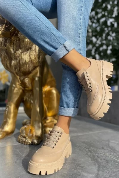 Boos Nude Cilt Bağcıklı Oxford Ayakkabı Boos Nude Cilt Bağcıklı Oxford Ayakkabı