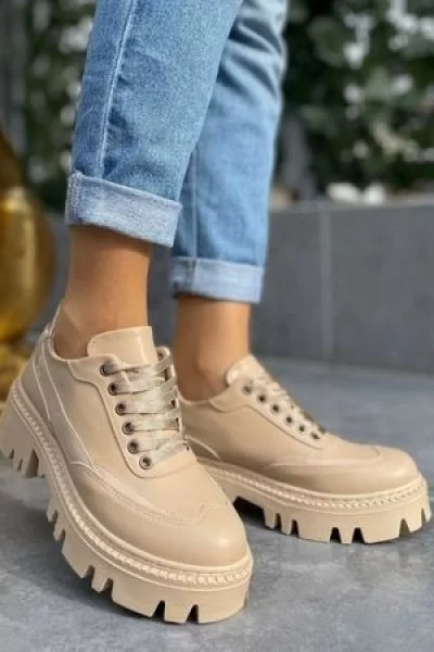 Boos Nude Cilt Bağcıklı Oxford Ayakkabı Boos Nude Cilt Bağcıklı Oxford Ayakkabı