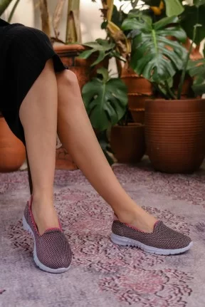 Enox Fuşya Desenli Streş Babet Ayakkabı Enox Fuşya Desenli Streş Babet Ayakkabı