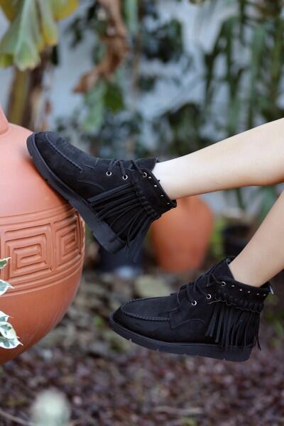 Trula Siyah Süet Bağcıklı Bot Trula Siyah Süet Bağcıklı Bot