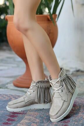 Trula Bej Süet Bağcıklı Bot Trula Bej Süet Bağcıklı Bot