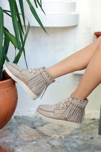 Trula Bej Süet Bağcıklı Bot Trula Bej Süet Bağcıklı Bot