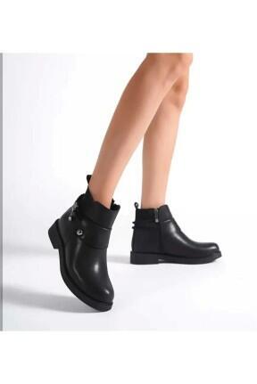 Sofiye Siyah Cilt Topuklu Bot Sofiye Siyah Cilt Topuklu Bot