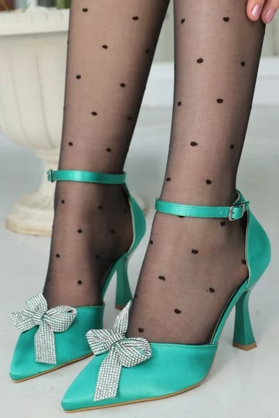Vigan Yeşil Saten Topuklu Ayakkabı Vigan Yeşil Saten Topuklu Ayakkabı