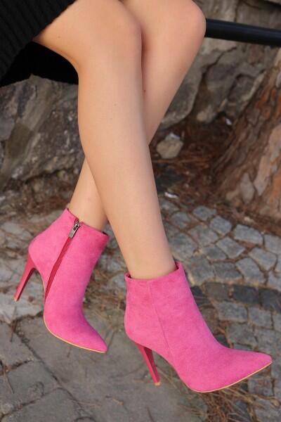 Blan Fuşya Süet Topuklu Bot