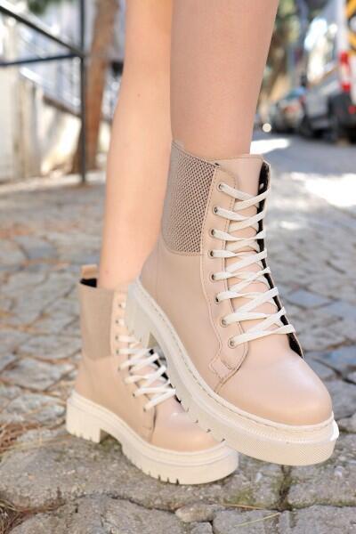 Beery Krem Cilt Bağcıklı Bot Beery Krem Cilt Bağcıklı Bot