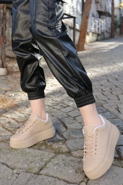 Leran Nude Cilt Bağcıklı Spor Ayakkabı