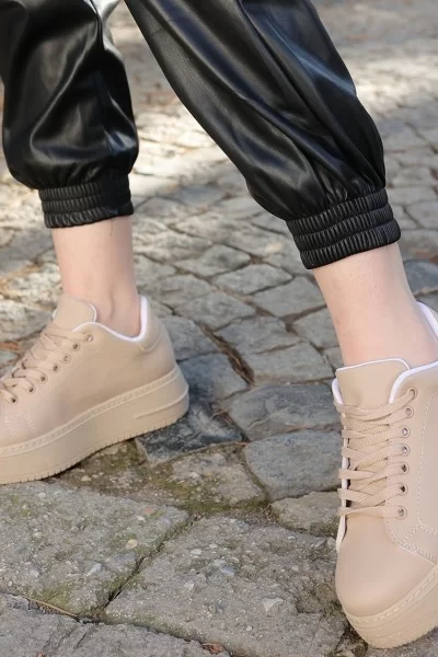 Leran Nude Cilt Bağcıklı Spor Ayakkabı