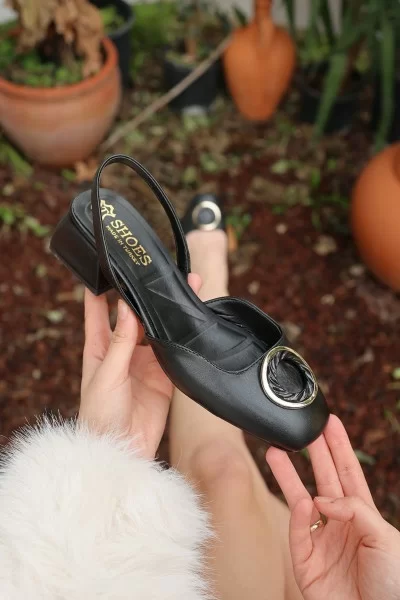 Minu Siyah Cilt Topuklu Ayakkabı