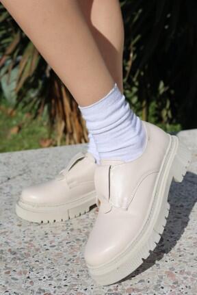 Terp Bej Cilt Oxford Ayakkabı Terp Bej Cilt Oxford Ayakkabı