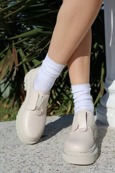 Terp Bej Cilt Oxford Ayakkabı Terp Bej Cilt Oxford Ayakkabı