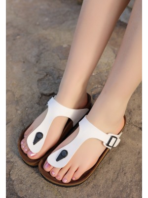 Aksar Beyaz Nubuk Parmak Arası Terlik