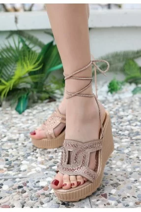 Ember Rose Cilt Boncuk İşlemeli Sandalet