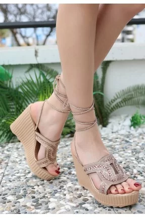 Ember Rose Cilt Boncuk İşlemeli Sandalet