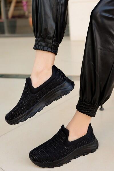 Mıry Siyah Streç Siyah Tabanlı Spor Ayakkabı Mıry Siyah Streç Siyah Tabanlı Spor Ayakkabı