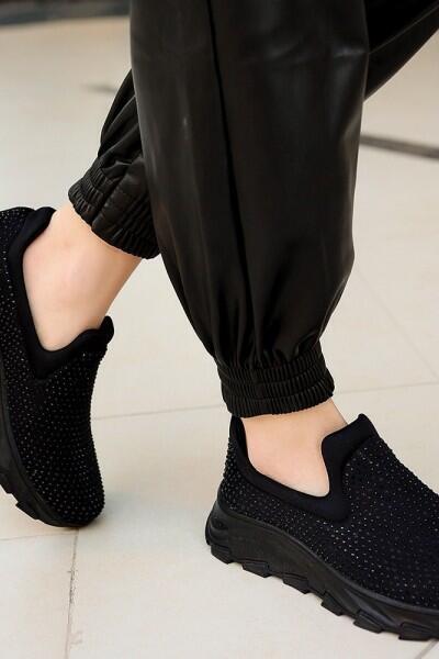 Mıry Siyah Streç Siyah Tabanlı Spor Ayakkabı Mıry Siyah Streç Siyah Tabanlı Spor Ayakkabı