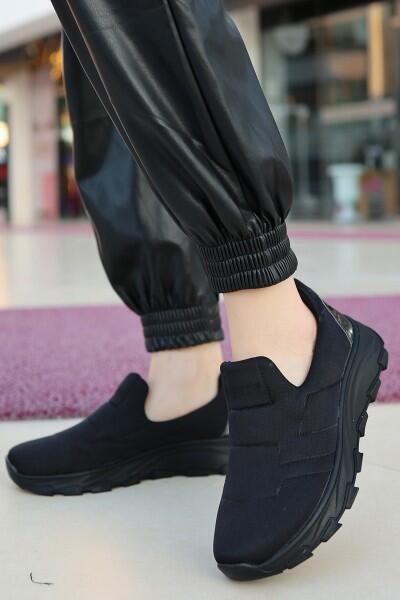 Krista Siyah Streç Siyah Tabanlı Spor Ayakkabı