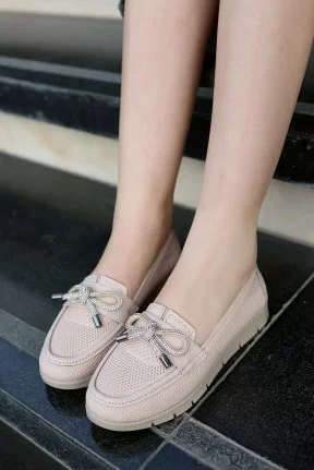 Owent Nude Cilt Babet Ayakkabı Owent Nude Cilt Babet Ayakkabı