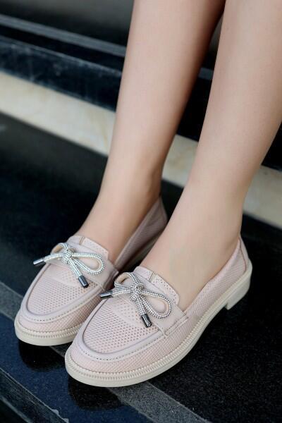 Chay Nude Cilt Babet Ayakkabı Chay Nude Cilt Babet Ayakkabı