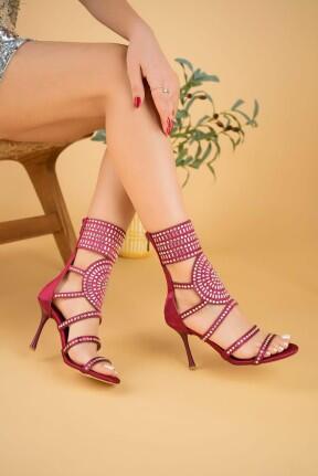 Jessi Bordo Saten Boncuk İşlemeli Bootie Jessi Bordo Saten Boncuk İşlemeli Bootie