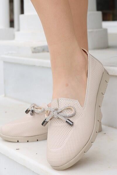 Elco Nude Cilt Babet Ayakkabı Elco Nude Cilt Babet Ayakkabı