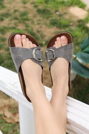 Zooy Gri Nubuk Terlik Zooy Gri Nubuk Terlik