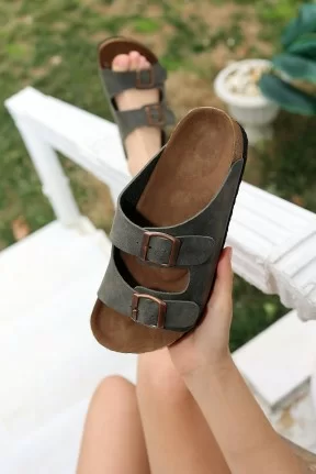 Rıno Haki Yeşil Nubuk Terlik Rıno Haki Yeşil Nubuk Terlik