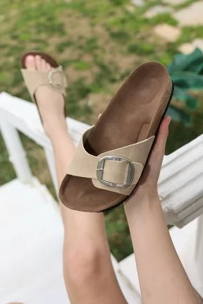 Zooy Bej Nubuk Terlik Zooy Bej Nubuk Terlik