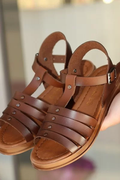 Jikto Taba Deri Sandalet Jikto Taba Deri Sandalet
