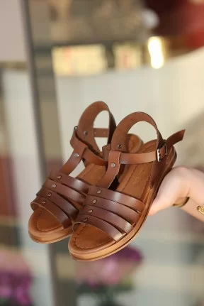 Jikto Taba Deri Sandalet