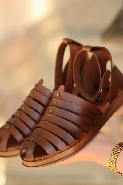 Motali Taba Deri Sandalet Motali Taba Deri Sandalet