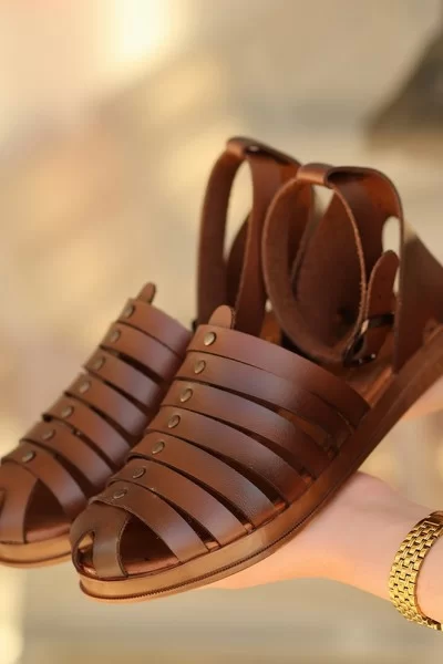 Motali Taba Deri Sandalet