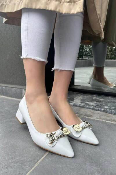 Nell Beyaz Cilt Topuklu Ayakkabı