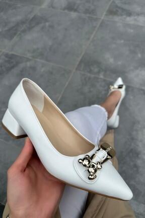 Nell Beyaz Cilt Topuklu Ayakkabı