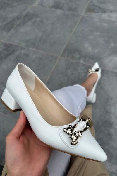 Nell Beyaz Cilt Topuklu Ayakkabı