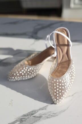 Zual Beyaz Cilt Topuklu Ayakkabı