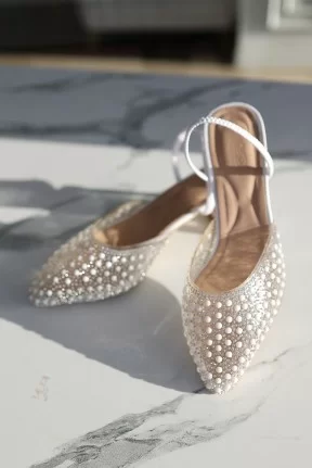 Zual Beyaz Cilt Topuklu Ayakkabı