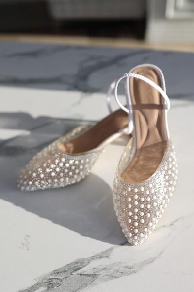 Zual Beyaz Cilt Topuklu Ayakkabı