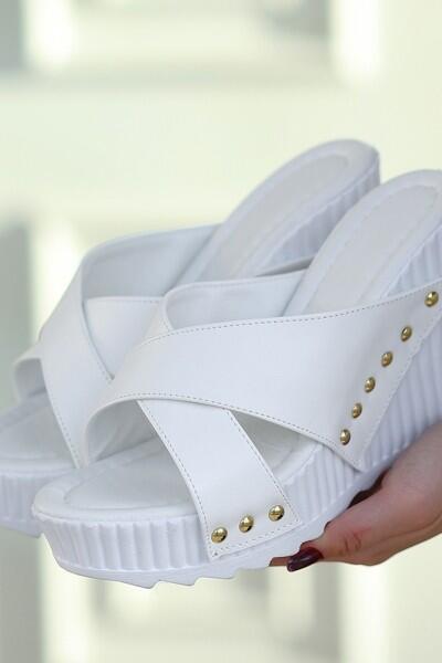 Aless Beyaz Cilt Dolgu Topuk Terlik Aless Beyaz Cilt Dolgu Topuk Terlik