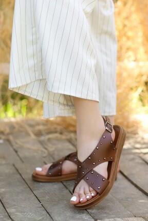 Lilan Taba Deri Sandalet